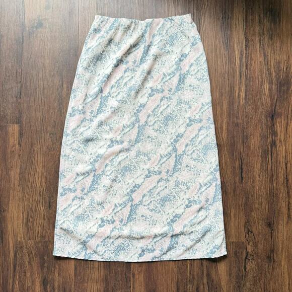 Japna Snake Print Mesh Slip Skirt Medium Elastic Waist Midi - Picture 1 of 5